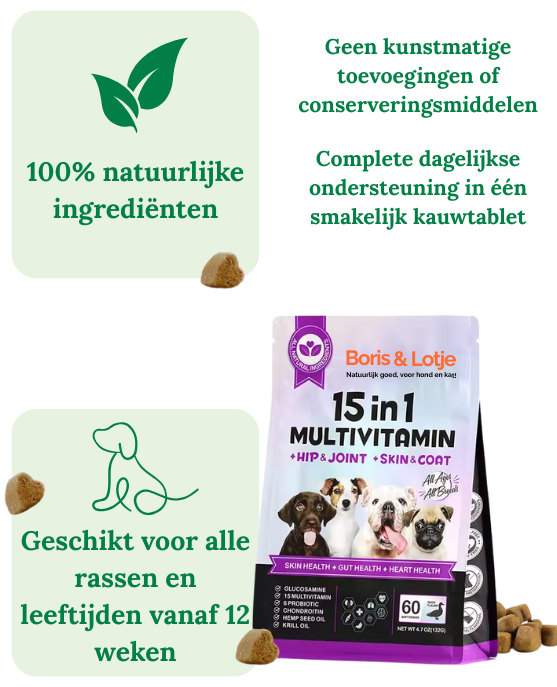 Omega 3-6-9 Huid & Vacht Supplement - 60 hondensnoepjes met eend smaak