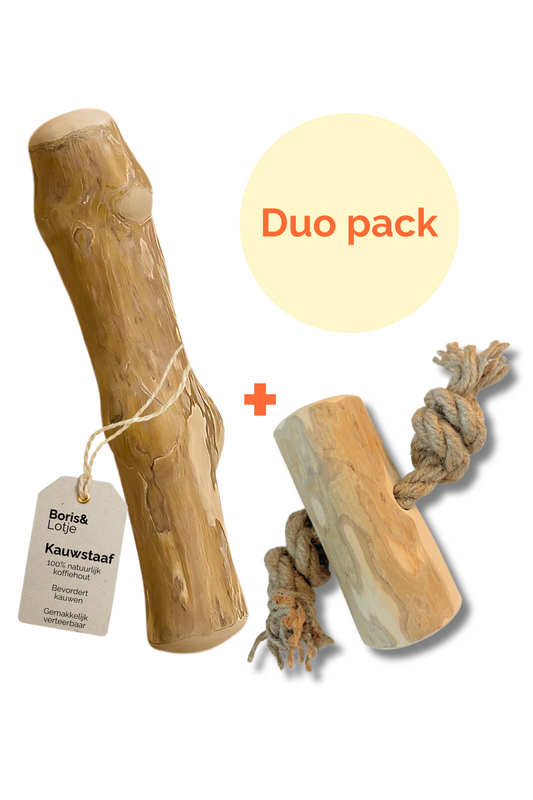 Kauwstaaf Duo pakket - Koffiehout & kokosvezel